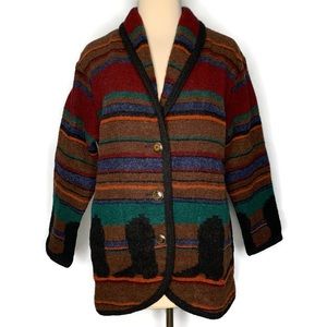 Vintage WOOLRICH Aztec Southwest Cowboy Boots Wool Blend Blanket Jacket Coat M
